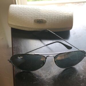 RayBan wire rim sun glasses with case OS